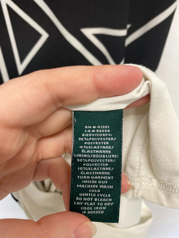 Lauren Ralph Lauren Chic Black & White Geometric Jersey Shift Dress Size S KM005