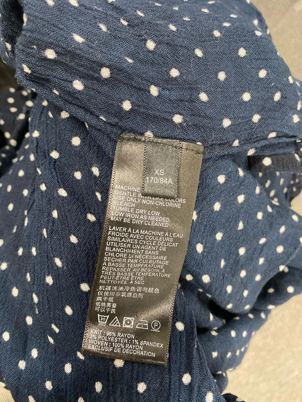 Lovely Anthropologie navy spotted tunic top UK xs YTH01