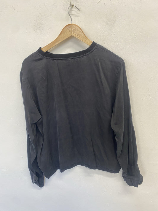 Lovely ATM Black Silk Long Sleeve Top UK L SS002
