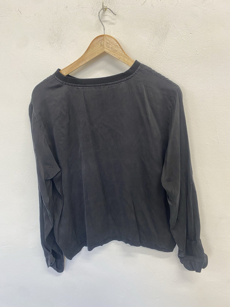 Lovely ATM Black Silk Long Sleeve Top UK L SS002