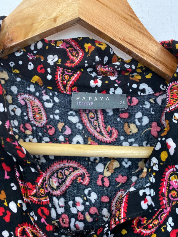 Papaya Fabulous Black Paisley Ditsy Animal Print Tunic UK 24 IM001