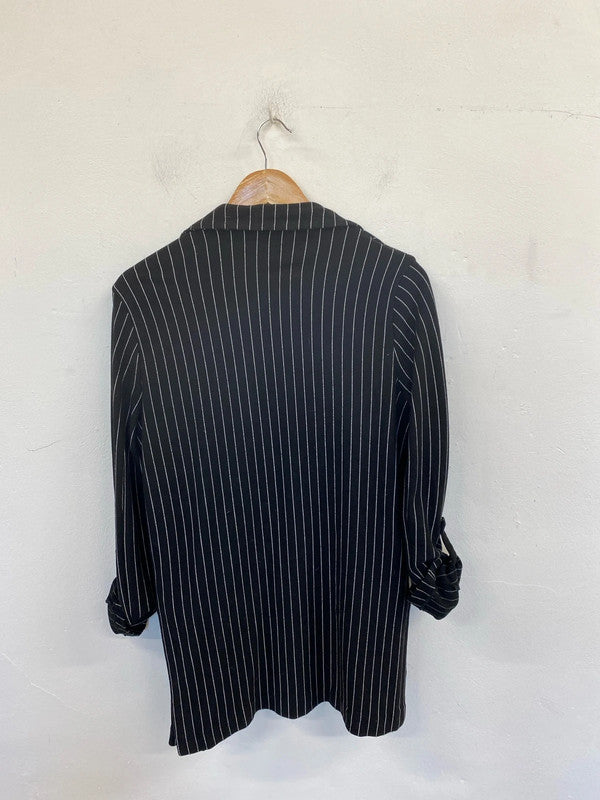 Stradivarius Stylish Black & White Pinstripe Cardigan Size L LD003