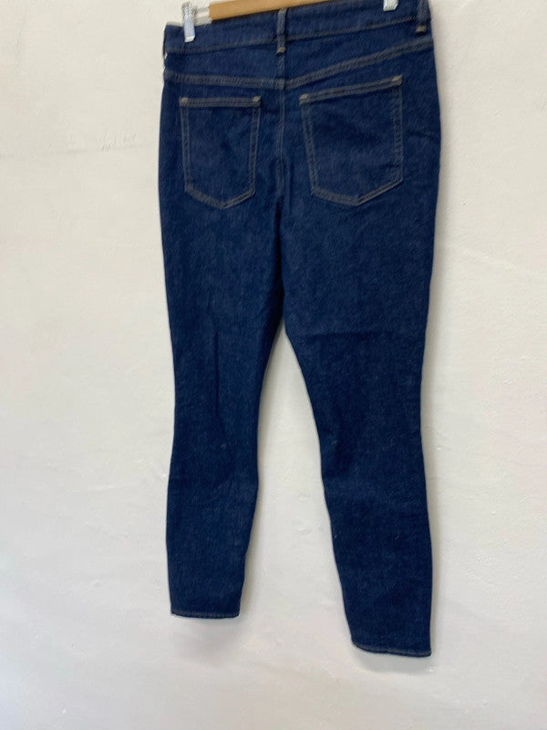 Fabulous H&M dark blue tapered denim jeans Uk16 KM003