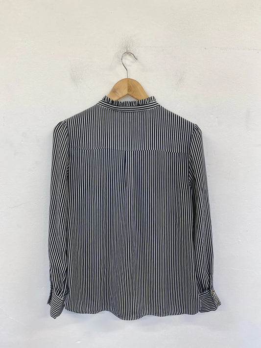 Oasis Elegant Black & White Ruffle Detail Shirt UK 12 LN001