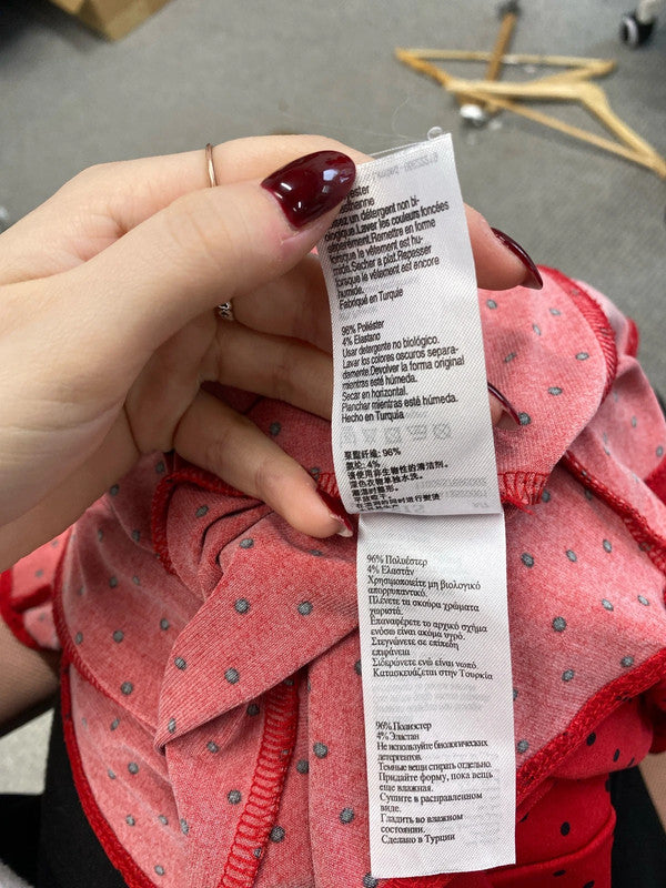 Lovely oasis red spotty summery top UK M LB005