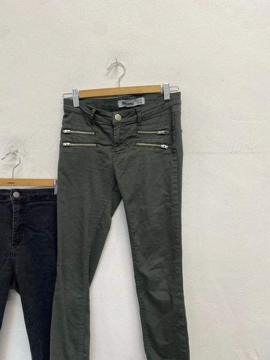 Lovely duo of jeans Topshop khaki black ripped UK 6 JA001 #1