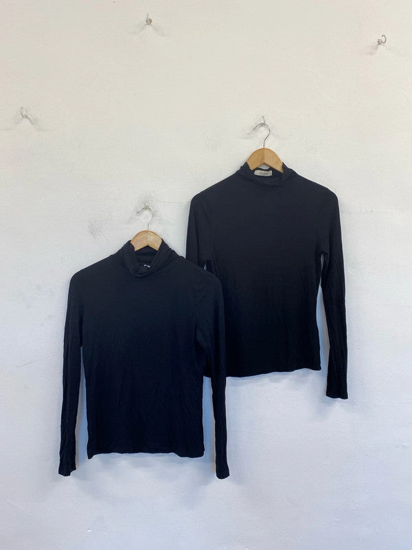 Oasis & Warehouse Chic Black Turtlenecks Duo Size M-L #22 LN001
