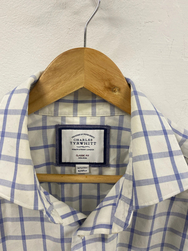 Duo of Mens classic shirts stripe check 16.5 Charles Tyrwhitt M&S bundle 61 JS004