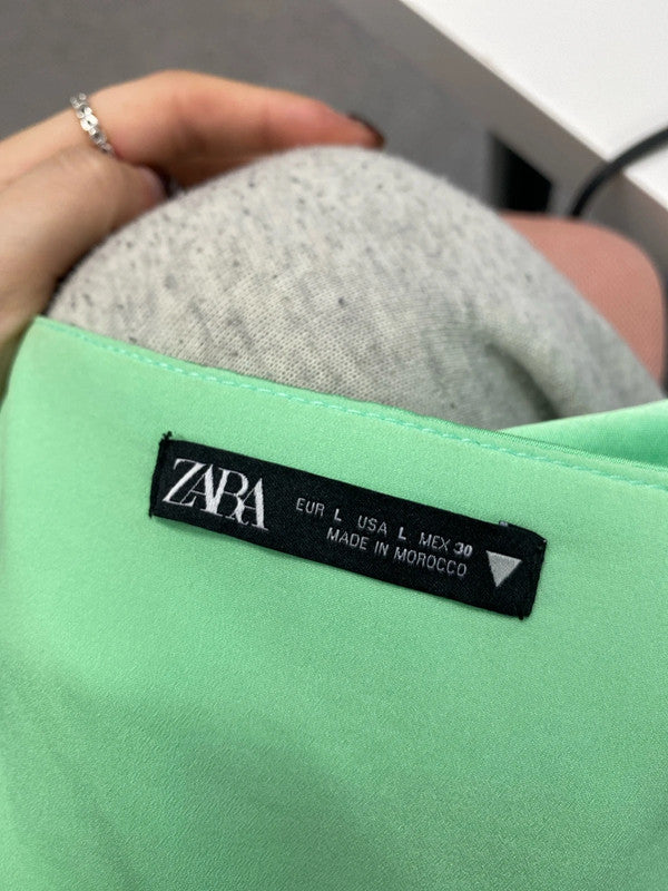 Lovely Zara boned mint green corset crop top UK L KS002