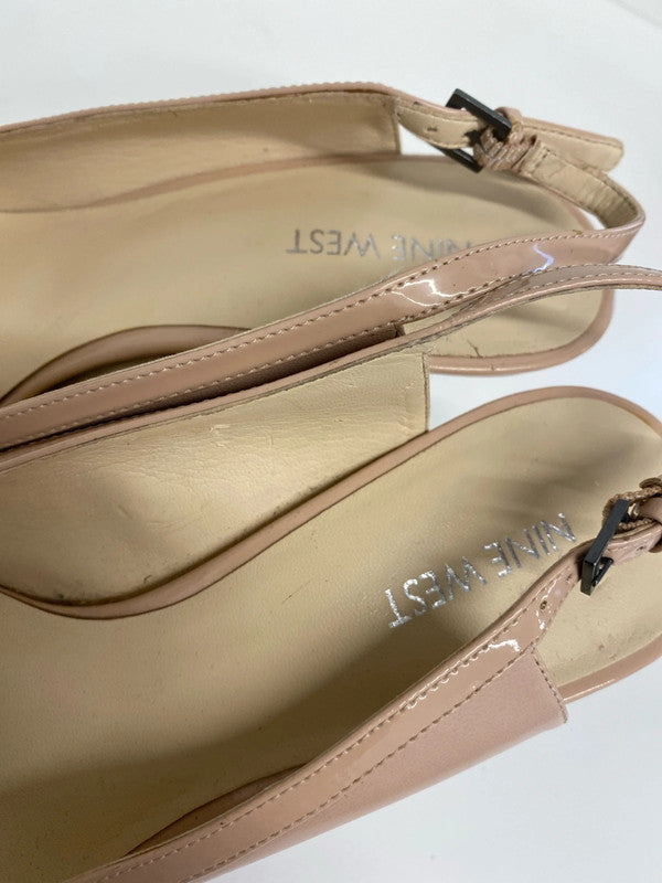 Fabulous Nine West Leather nude sling back shoes Uk7 KM005