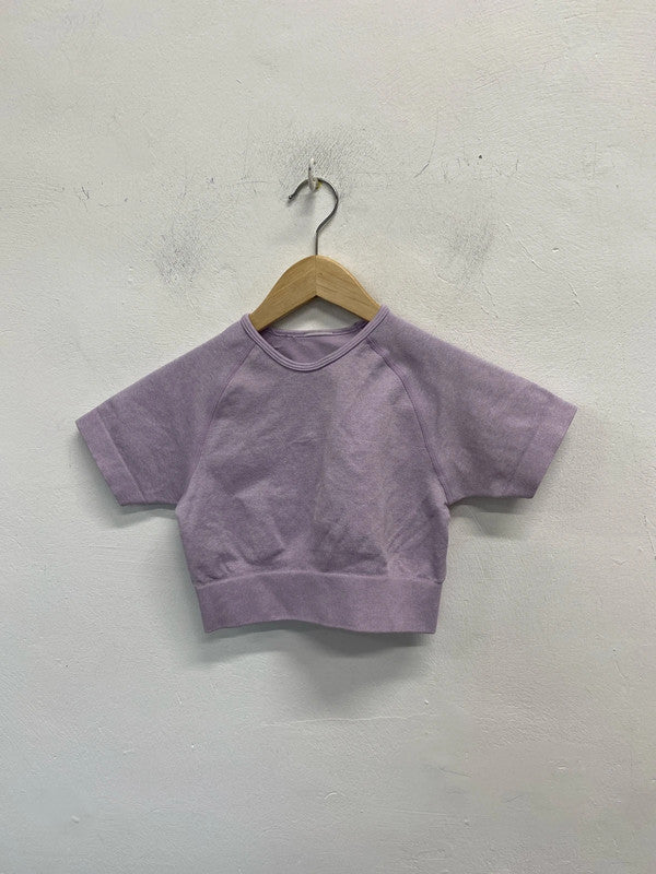 Lovely bo+tee lilac backless cut out gym top seamless UK 6 SD002