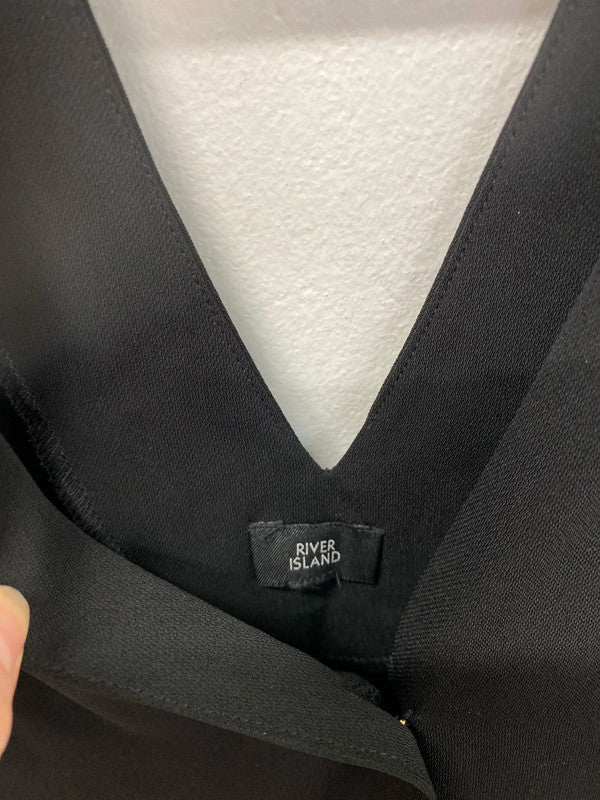 River Island Stylish Black Keyhole Back Loose Fit Blouse UK 8 KM004