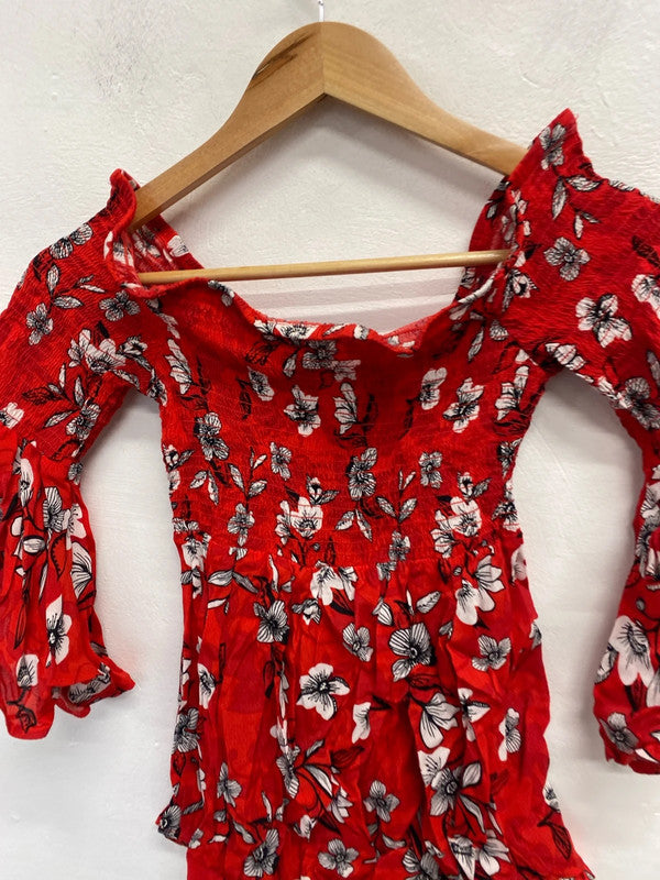 Lovely river island floral off the shoulder top UK S KM004