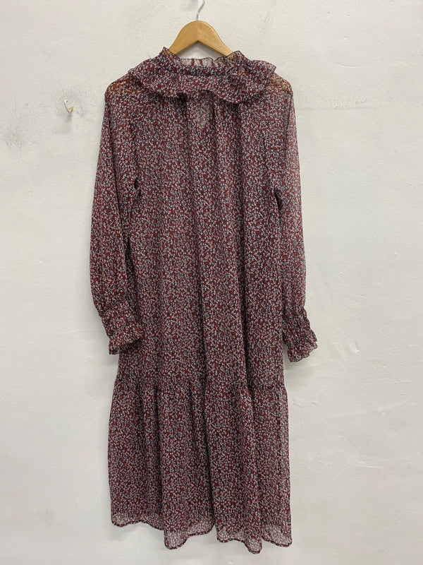 Fabulous Mango ditsy sheer oversmock boho dress Uk L EC003