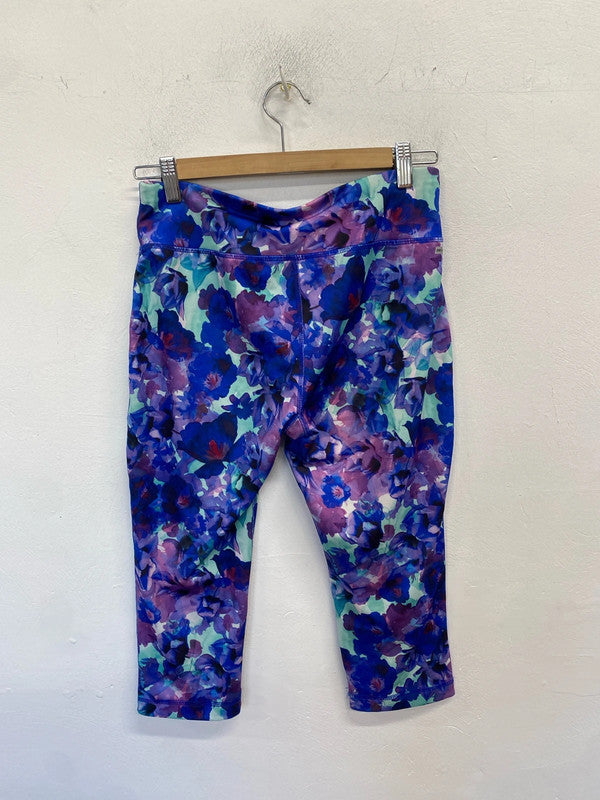 Lovely danskin purple floral cropped active leggings UK S GK002