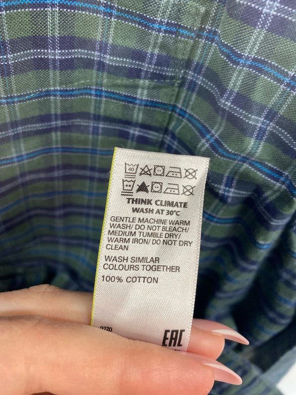 M&S Smart Green & Blue Check Shirt Size L SR006