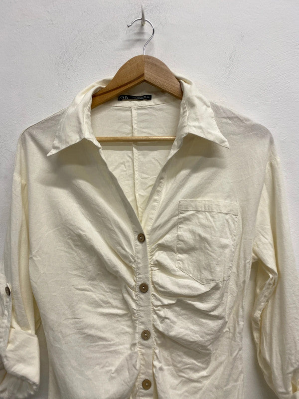 Stunning Zara linen ruched mini dress UK L KS002