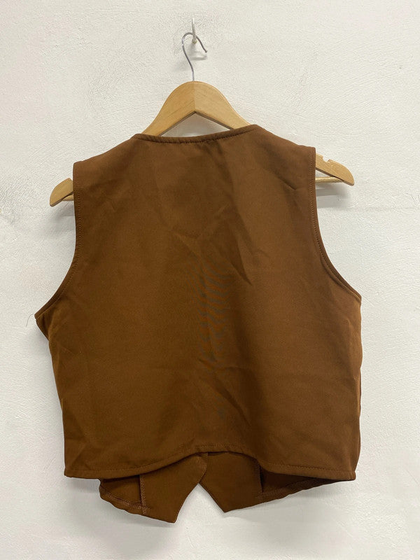 Fabulous boohoo preppy waistcoat in brown Uk16 EC003