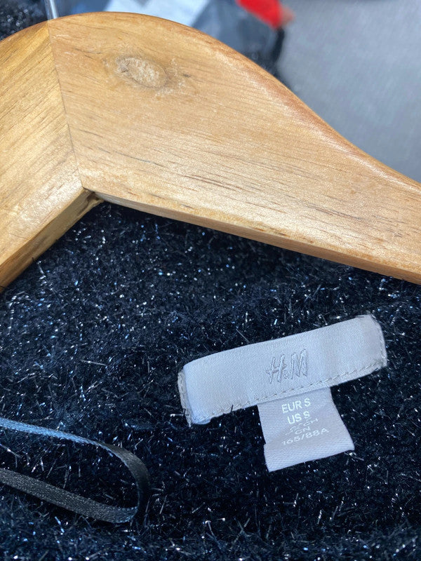 Fabulous sparkly black fluffy jumper silver flecks UkS JH001