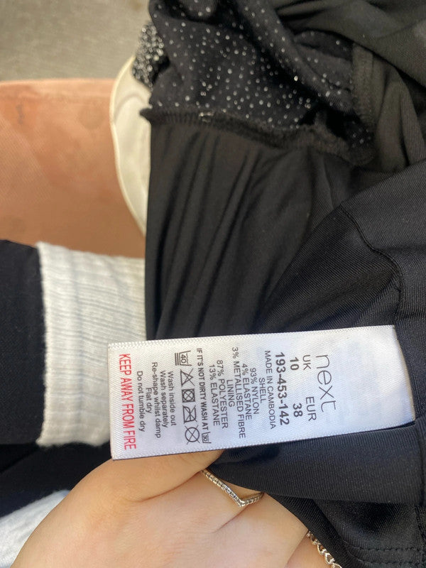 Stunning next sparkle black midi formal dress UK 10 MB001