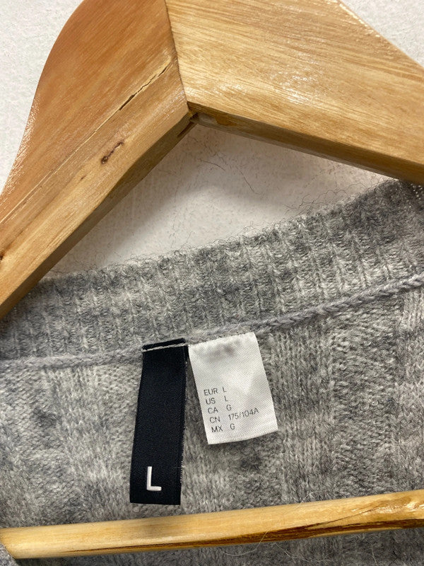 Lovely H&m grey marl ribbed knit jumper UK L KM003