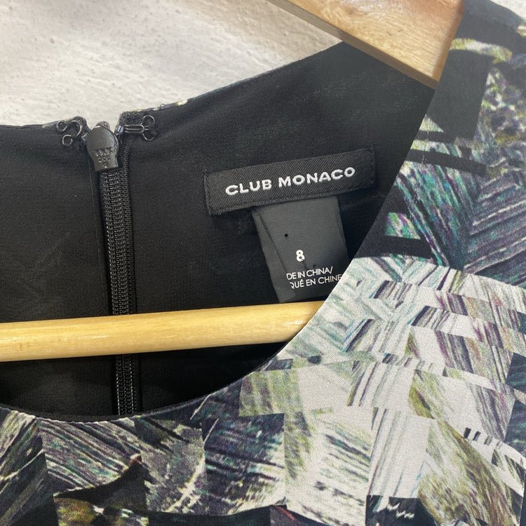 Club Monaco Silk Geometric Shift Dress UK 8 JP001