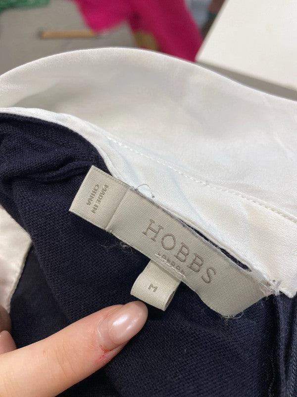 Stunning Hobbs navy collared long sleeve top UK 10 EC001