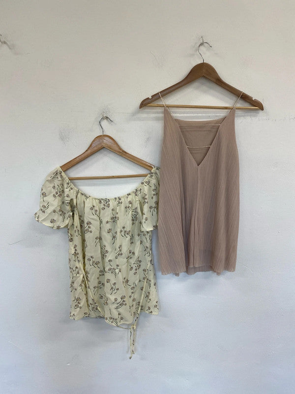 Next & River Island Chic Neutral Blouses Duo UK 12 #2 GW001