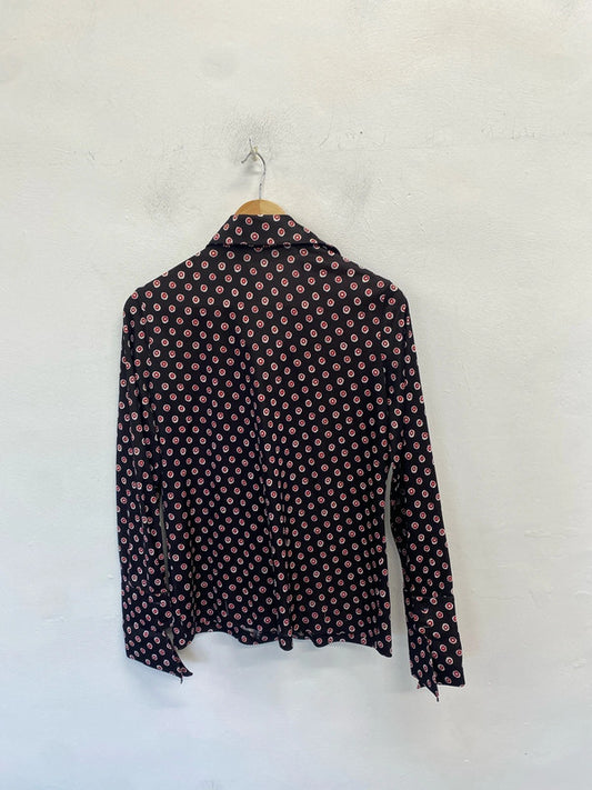 Lovely puccini vintage black red spotted shirt long sleeve measured size LH002