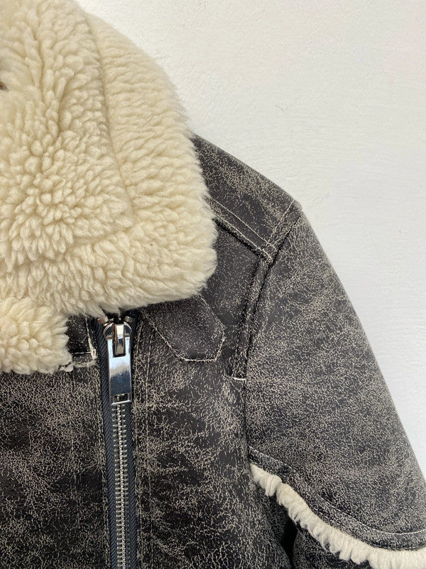 Gorgeous UrbanCode flying jacket Sherpa faux leather 10 grey RF001