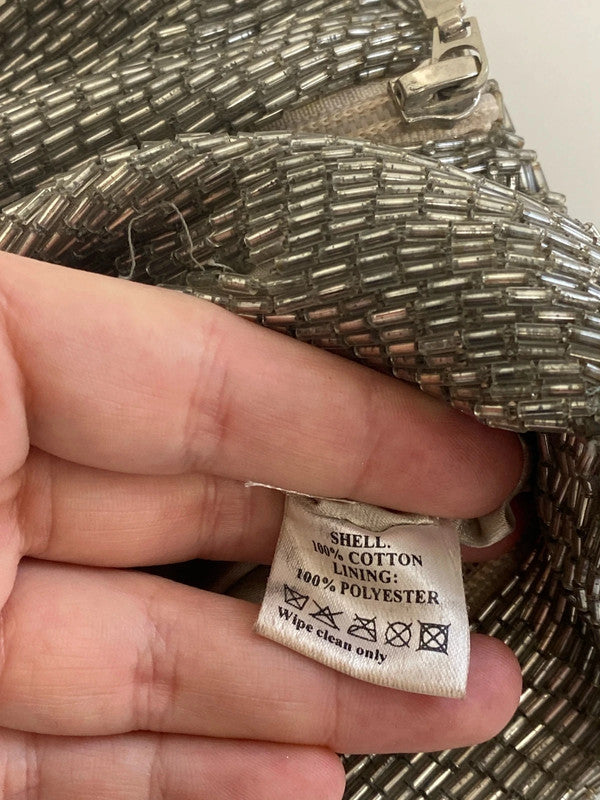 Accessorize Fabulous Silver Beaded Clutch NC001