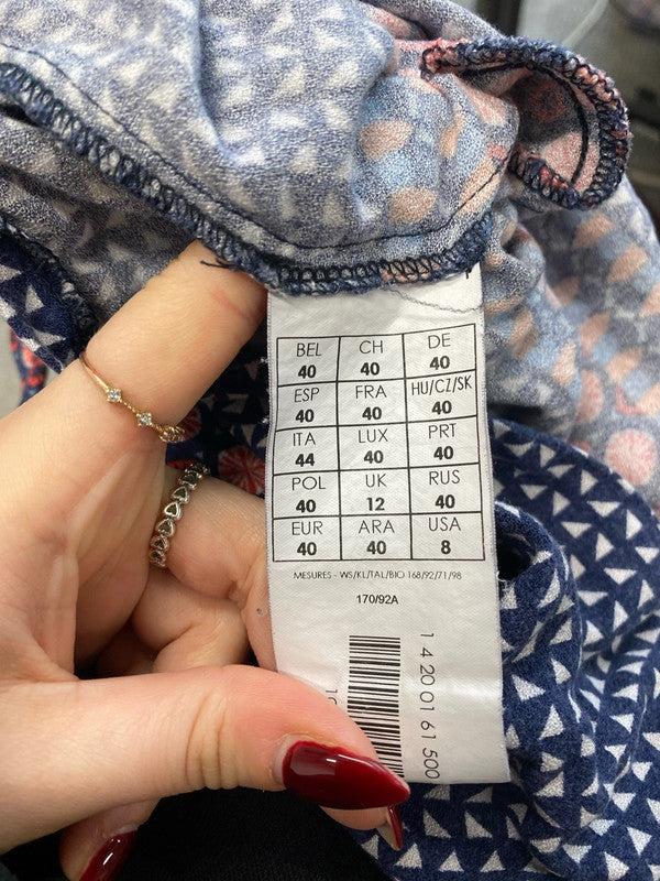 Gorgeous promod red blue geometric midi dress UK 12 JB003