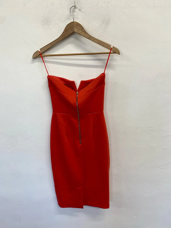 Lovely river island strapless coral pencil dress UK 6 HDR01