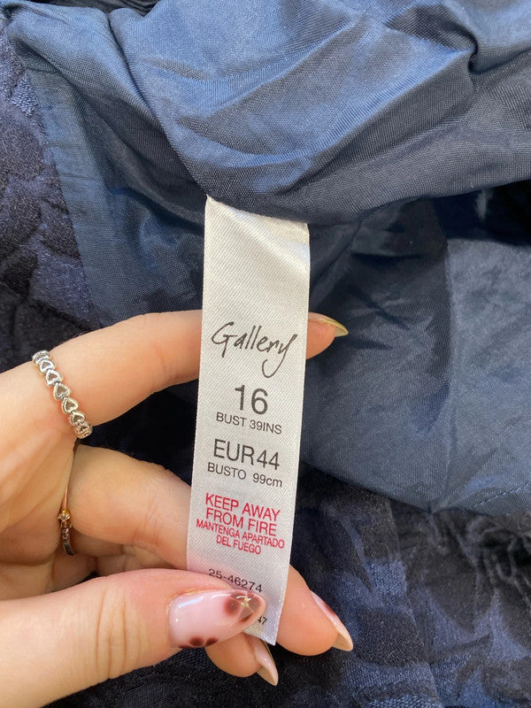 Lovely gallery navy floral pattern midi dress UK 16 MW001