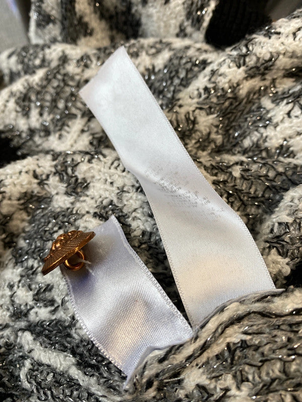 Fabulous longline super cosy Asos houndstooth silver & black cardigan Uk12 LB010