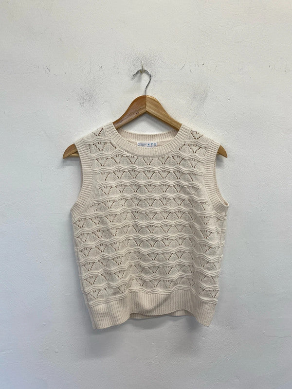 Fabulous crochet cream sleeveless Tank knit UkM 12/14 CM007