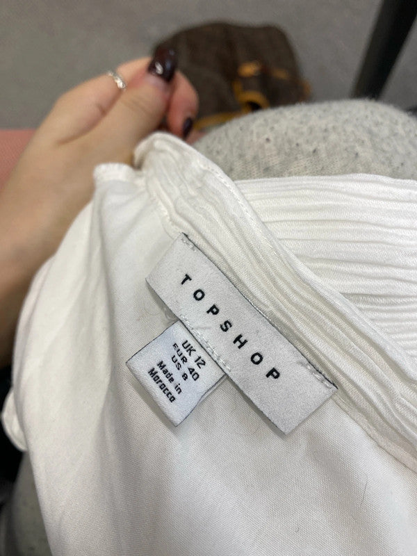 Topshop white textured 3/4 sleeve mini dress UK 12 KS002