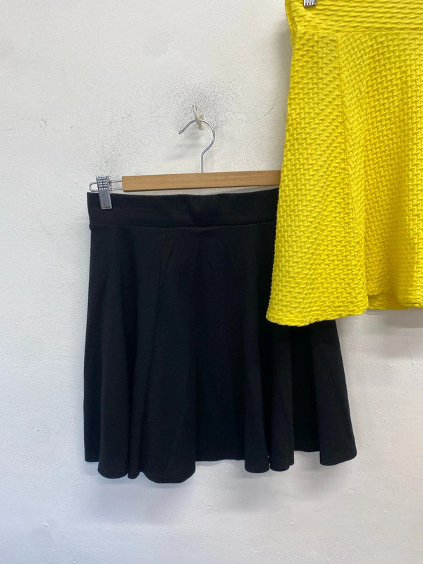 Lovely duo of skater skirts black yellow h&m UK S SW001 #1