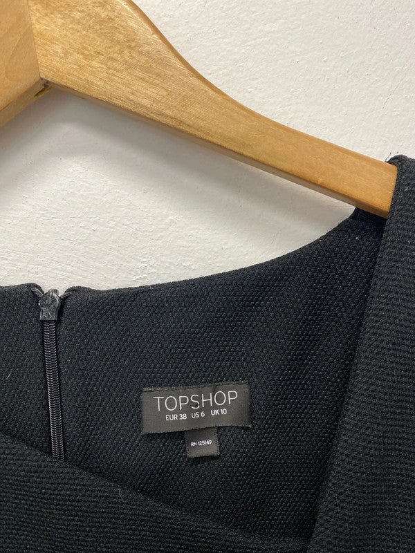 Fabulous TopShop black mini dress assymetric Uk10 Y2K LD003