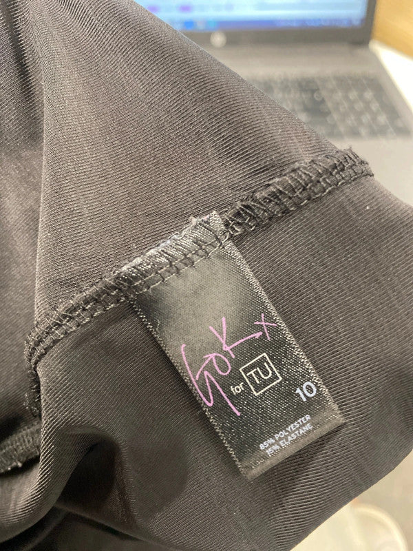 Lovely gok wan tu black ruched midi dress UK 10 AG006