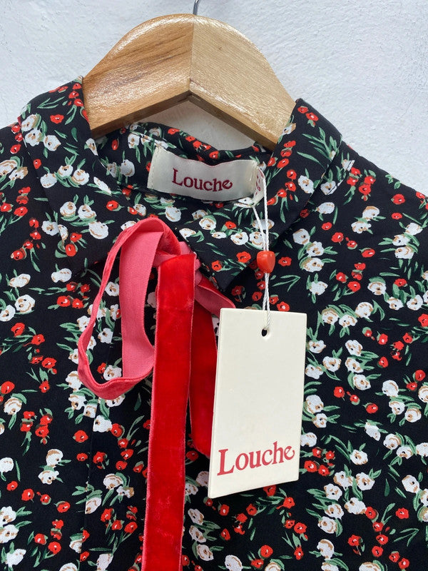 Louche Gorgeous Black Byron Jolly Ditsy Floral Shirt UK 8 CD001
