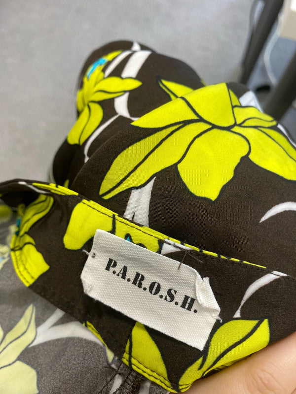 Lovely P.a.r.o.s.h black yellow floral relaxed fit trouser UK M SS002