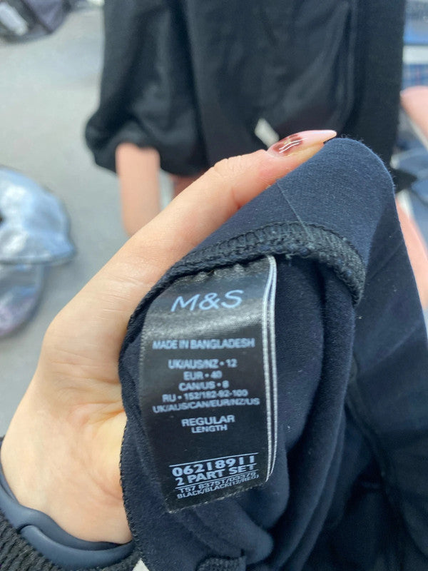 Lovely trio of black leggings m&s F&F uk 10-12 short #58 LD003