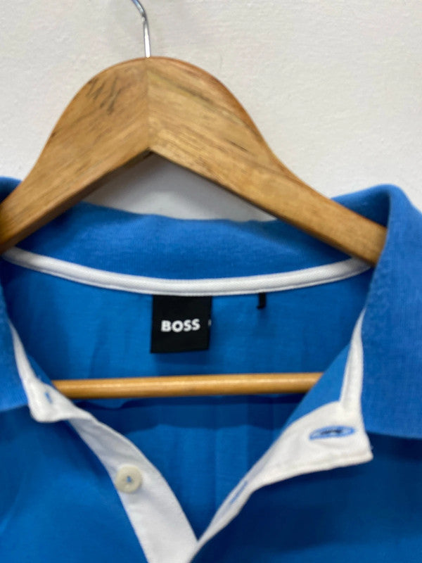 Fab Baby Blue polo shirt Pure cotton UkXL Mens Hugo Boss Black Label AT001