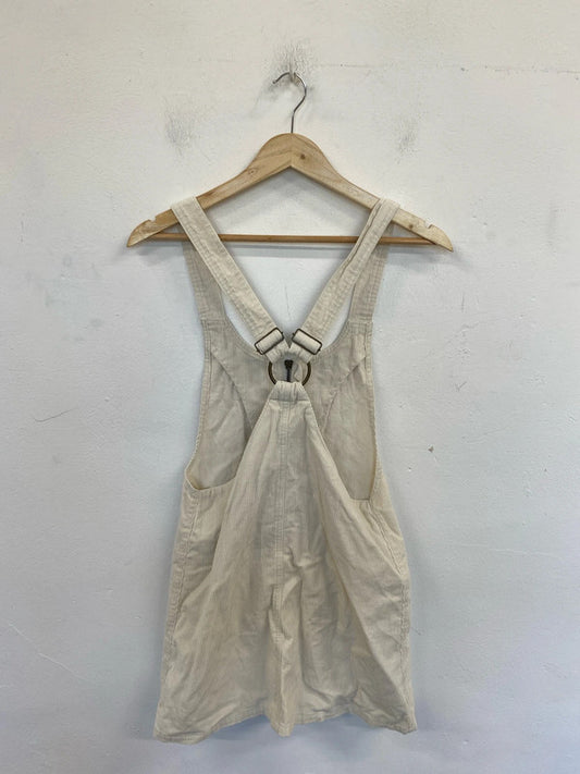 Afends Chic Cream Corduroy Pinafore Mini Dress UK 10 CJ001