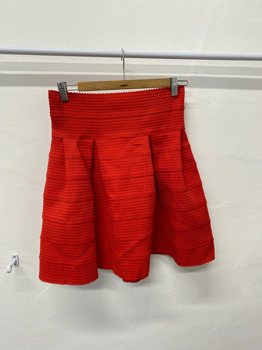 Fabulous bright Red textured skirt H&M UkS tiered formal occasion CF002