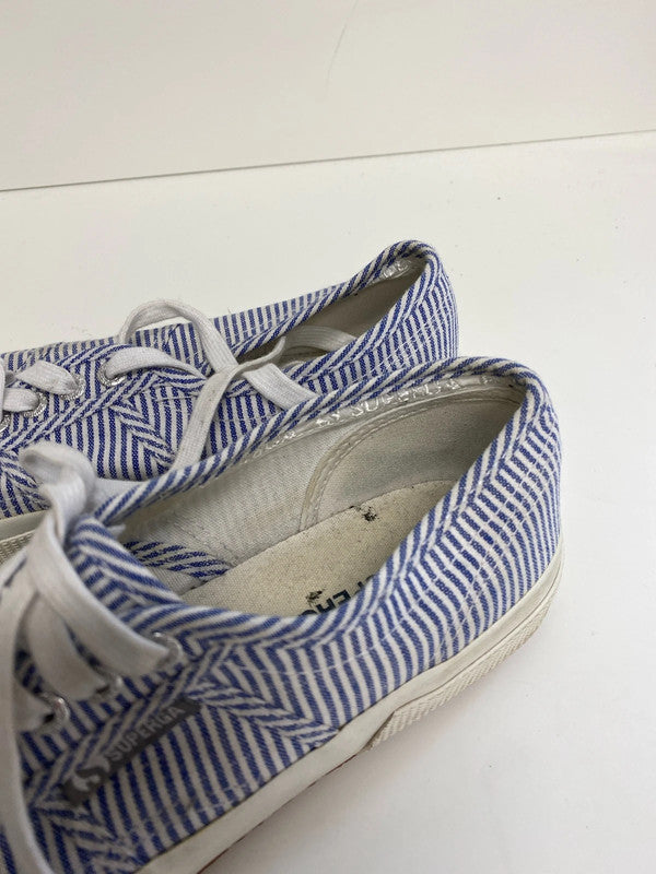 Fabulous Superga stiped blue & white deck shoe trainer UK6 NN001