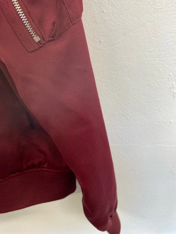 Zara Chic Burgundy Bomber Jacket Size M CJ001