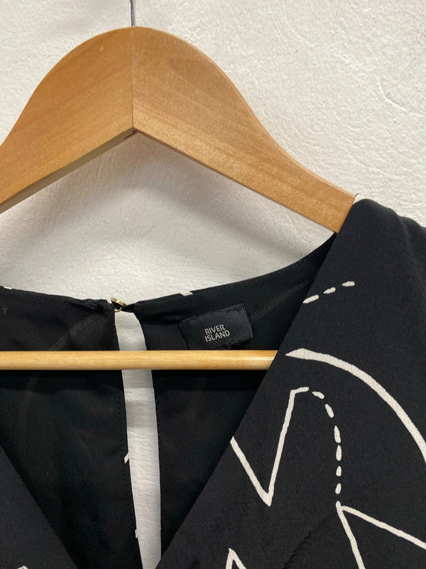 Stunning river island black white abstract mini dress UK S KM004