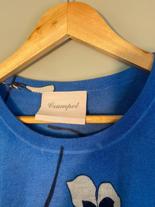 Fabulous Cashmere Floral royal blue jumper from Crumpet UkS KR002